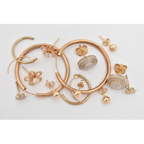 114 - A SMALL ASSORTMENT OF JEWELLERY, to include a yellow metal open work heart charm fitted with a sprin... 