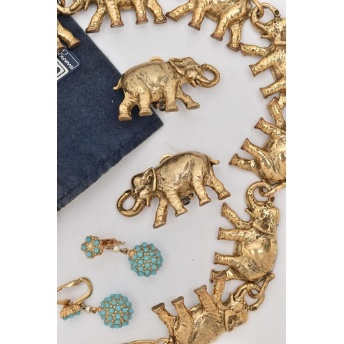 118 - AN ASSORTMENT OF COSTUME JEWELLERY, to include a 'Swarovski' crystal bracelet and earrings in yellow... 