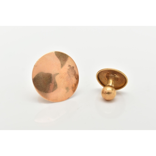 124 - TWO DRESS STUDS, both of circular outline, the first with maker's mark B&H, stamped 15ct, approximat... 