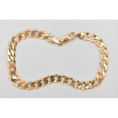 87 - A 9CT GOLD CURB LINK BRACELET, solid links, fitted with a lobster clasp, hallmarked 9ct Sheffield, l... 