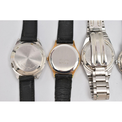 135 - FIVE GENTS WRISTWATCHES, to include a 'Tissot, Automatic SeaStar Seven', round silver dial, baton ma... 