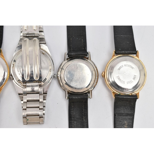 135 - FIVE GENTS WRISTWATCHES, to include a 'Tissot, Automatic SeaStar Seven', round silver dial, baton ma... 