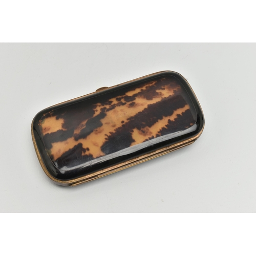 138 - A VICTORIAN PIQUE TORTOISESHELL PURSE, AF rounded rectangular form, yellow and white metal inlay, ru... 