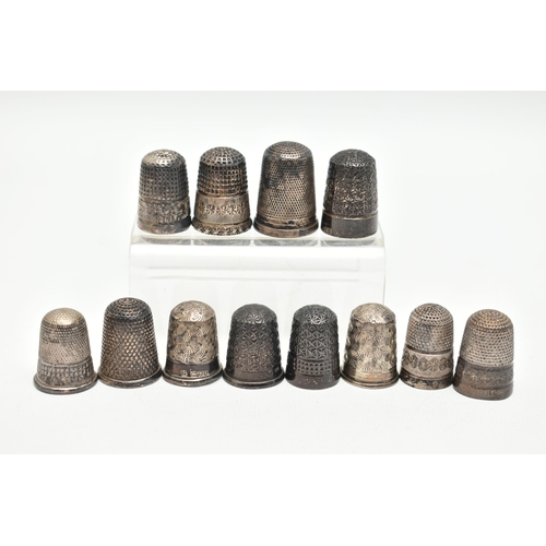 143 - TWELVE 'CHARLES HORNER' SILVER THIMBLES, various designs and patterns, all hallmarked 'Charles Horne... 