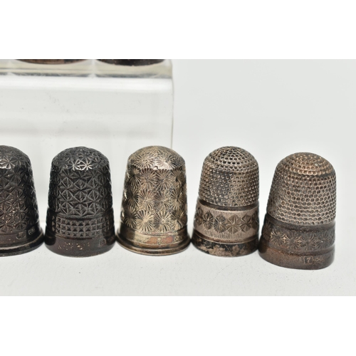 143 - TWELVE 'CHARLES HORNER' SILVER THIMBLES, various designs and patterns, all hallmarked 'Charles Horne... 