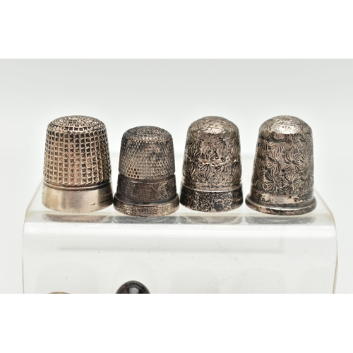 144 - ASSORTED THIMBLES, to include five silver thimbles, hallmarked 'Charles Horner' Chester, nine white ... 