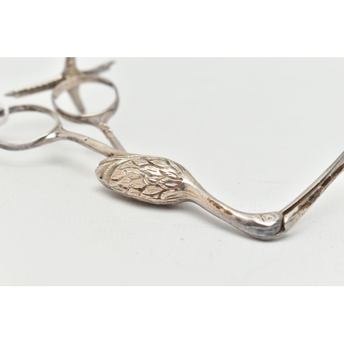 165 - A PAIR OF SILVER STORK RIBBON THREADERS, makers mark only, possibly 'John Ford & John William', appr... 