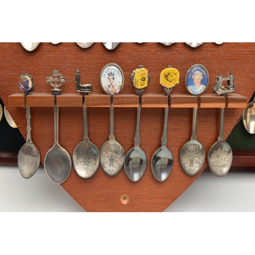 206 - A BOX OF ASSORTED TEASPOONS AND CASES, to include six wooden display cases, displaying and assortmen... 