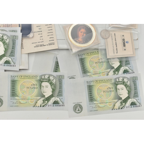 207 - A SMALL CARDBOARD BOX CONTAINING MIXED COINAGE, to include Banknotes Peppiatt X65H circulated, page ... 