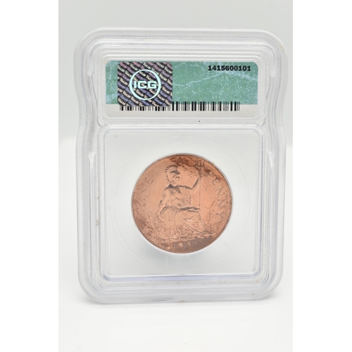 212 - A 1951 GEORGE V1 PROOF PENNY COIN SLABBED and GRADED by  I.C.G. And Verified PR65 RD (1415600101)