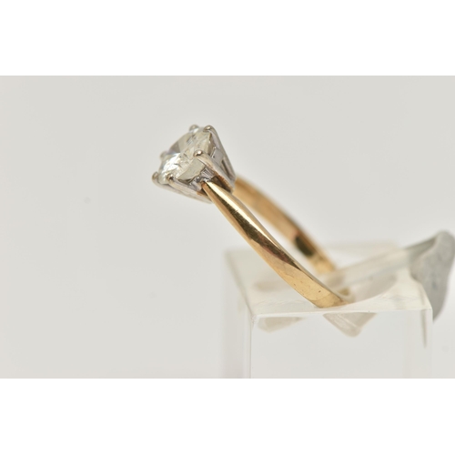 213 - A 9CT GOLD MOISSANITE RING, the brilliant cut moissanite in a six claw setting, with 9ct hallmark, r... 