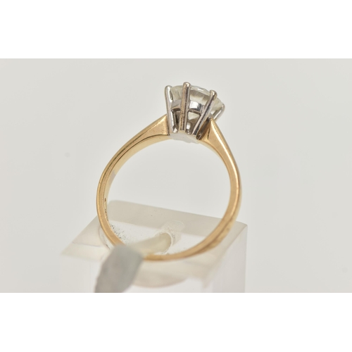 213 - A 9CT GOLD MOISSANITE RING, the brilliant cut moissanite in a six claw setting, with 9ct hallmark, r... 