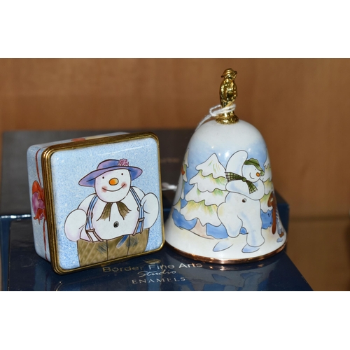 317 - TWO BOXED BORDER FINE ARTS STUDIO 'THE SNOWMAN' ENAMEL WARES, comprising a bell, no A4008, and a 'Th... 