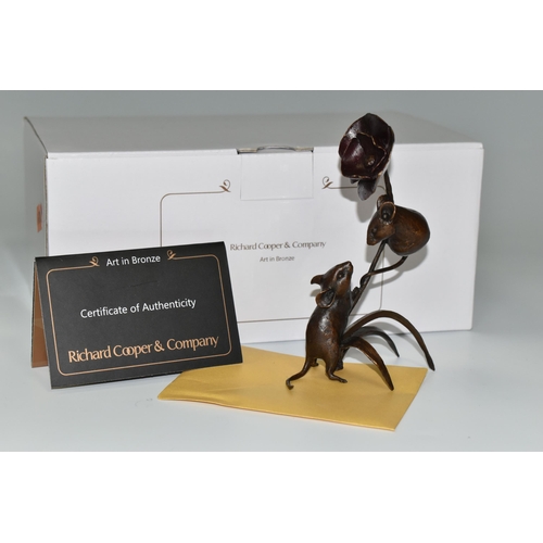 322 - A BOXED RICHARD COOPER & COMPANY LIMITED EDITION BRONZE, titled 'Mice with Poppy', sculpted by Micha... 