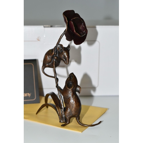 322 - A BOXED RICHARD COOPER & COMPANY LIMITED EDITION BRONZE, titled 'Mice with Poppy', sculpted by Micha... 