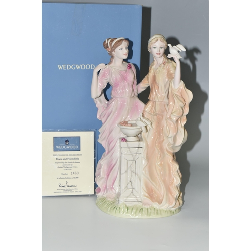 327 - A BOXED WEDGWOOD 'PEACE AND FRIENDSHIP' FIGURE GROUP, from The Classical Collection, with certificat... 