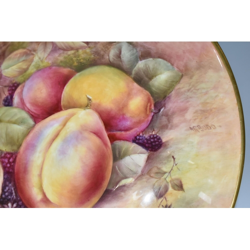 339 - A COALPORT Large Footed Hand painted Fruit Bowl, signed R Budd (Richard Budd), decorated with plums ... 