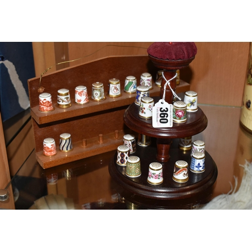 360 - A COLLECTION OF ROYAL CROWN DERBY PORCELAIN THIMBLES, comprising fifteen Royal Crown Derby thimbles ... 