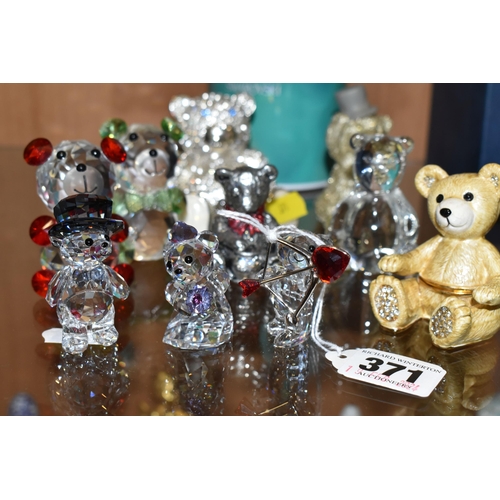 371 - TEN TEDDY BEAR ORNAMENTS, to comprising a boxed Swarovski 'You & I' bride and groom set 1096736, and... 