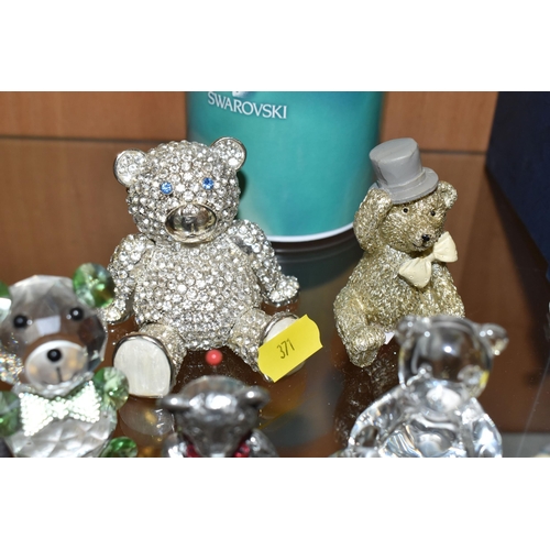 371 - TEN TEDDY BEAR ORNAMENTS, to comprising a boxed Swarovski 'You & I' bride and groom set 1096736, and... 