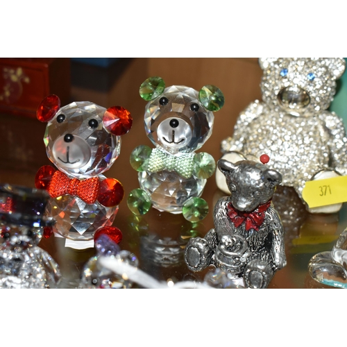 371 - TEN TEDDY BEAR ORNAMENTS, to comprising a boxed Swarovski 'You & I' bride and groom set 1096736, and... 