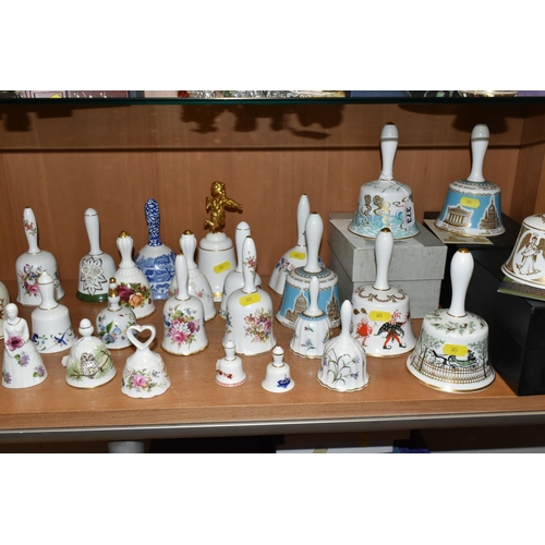 373 - THIRTY ORNAMENTAL CERAMIC BELLS, to include boxed and unboxed Hammersley year bells, together with b... 