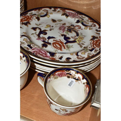 384 - A THIRTY EIGHT PIECE MASON'S MANDALAY DINNER SERVICE, to include a teapot (spout chipped), a cream j... 