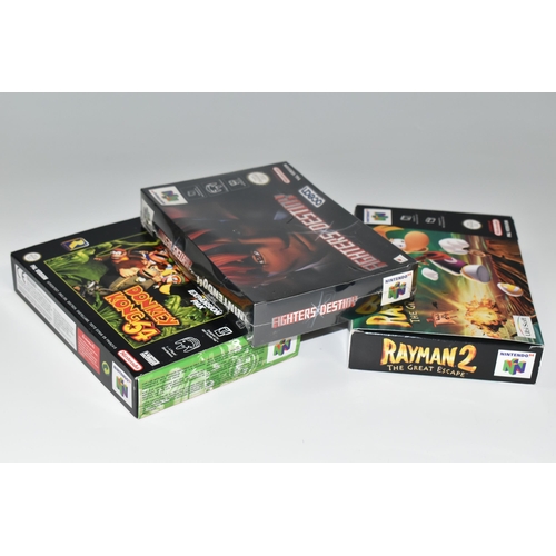 394 - NINTENDO 64 GAMES BOXED, includes Rayman 2, Fighters Destiny (factory sealed) and Donkey Kong 64 (ex... 