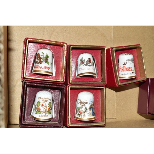 400 - TWO BOXES AND A CASE OF COLLECTORS THIMBLES, approximately one hundred and forty pieces, to include ... 