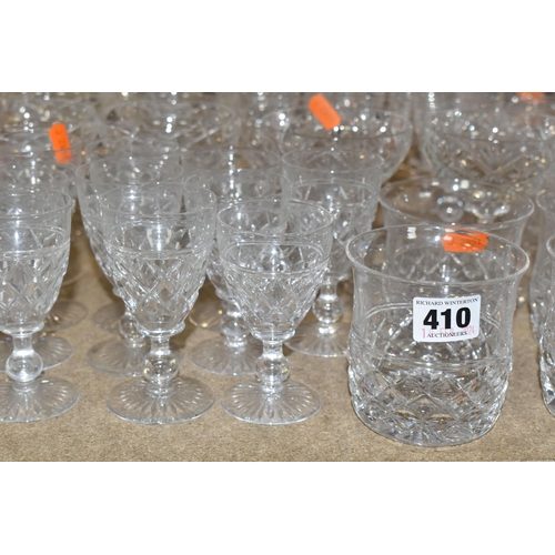 410 - A SUITE OF STUART CRYSTAL GLASSES, 'Victoria' design, comprising twelve goblets, twelve wine glasses... 