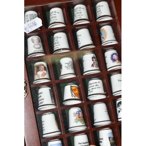 412 - ONE BOX OF CERAMICS AND THIMBLE COLLECTION, to include an Austrian porcelain tea set hand painted wi... 