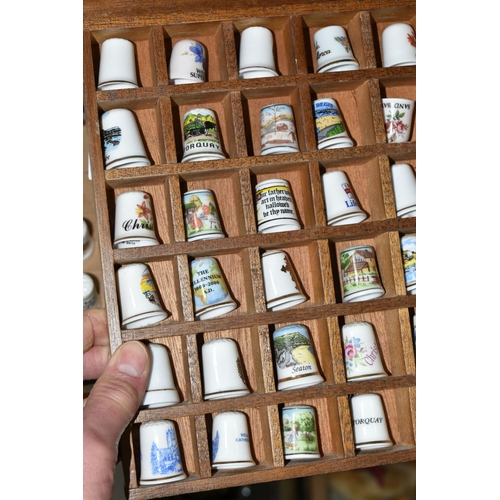 412 - ONE BOX OF CERAMICS AND THIMBLE COLLECTION, to include an Austrian porcelain tea set hand painted wi... 