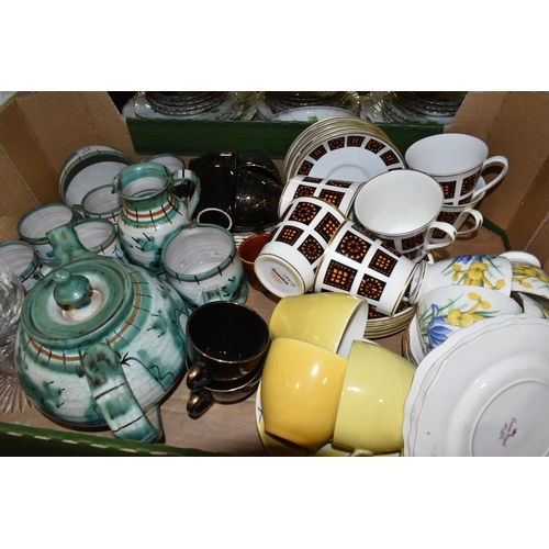 412 - ONE BOX OF CERAMICS AND THIMBLE COLLECTION, to include an Austrian porcelain tea set hand painted wi... 