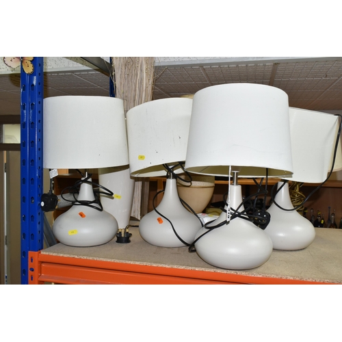 419 - DECORATIVE TABLE LAMPS AND VASES ETC, comprising four matching 'Laura' table lamps with shades, a br... 