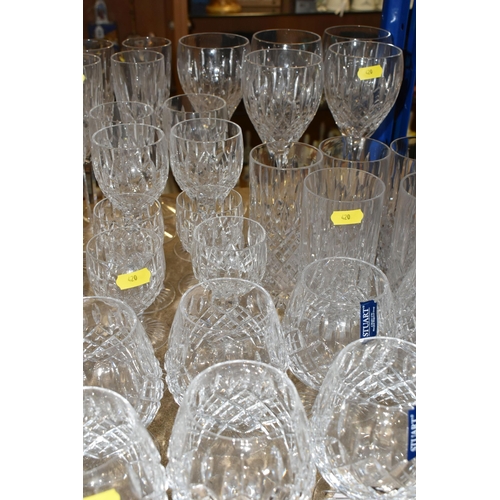 420 - A SELECTION OF STUART DRINKING GLASSES, to include eight brandy balloons, seven white wine, five lar... 