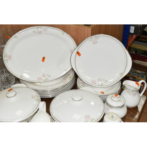 427 - ROYAL DOULTON 'TWILIGHT ROSE' DINNER SERVICE FOR EIGHT, comprising dinner plates, starter plates, br... 