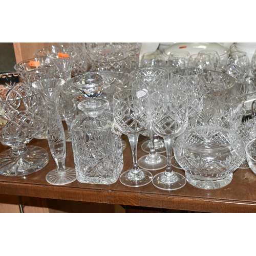 428 - A PARCEL OF CUT GLASS WARES ETC, to include a pedestal fruit bowl and compote, two other fruit bowls... 