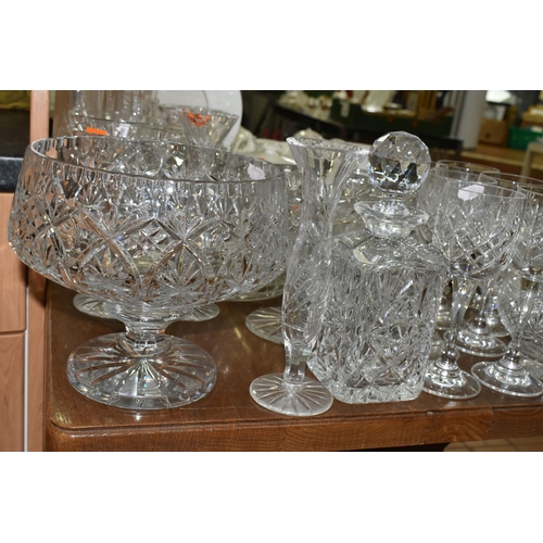 428 - A PARCEL OF CUT GLASS WARES ETC, to include a pedestal fruit bowl and compote, two other fruit bowls... 