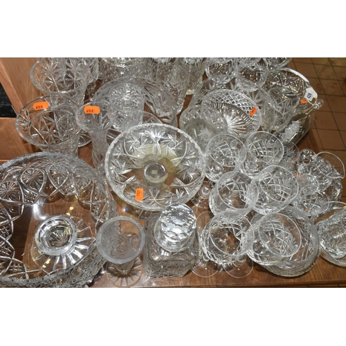 428 - A PARCEL OF CUT GLASS WARES ETC, to include a pedestal fruit bowl and compote, two other fruit bowls... 