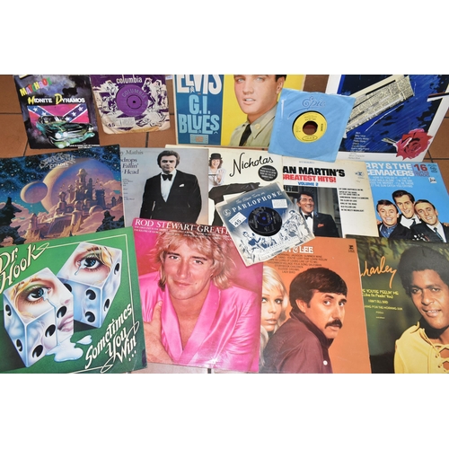 429 - TWO BOXES OF LP RECORDS AND 7 INCH SINGLES, LP artists include Charley Pride, Elvis Presley - G.I Bl... 