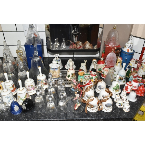 430 - A COLLECTION OF ORNAMENTAL GLASS AND CERAMIC BELLS, to include  to include Hammersley, Royal Worcest... 