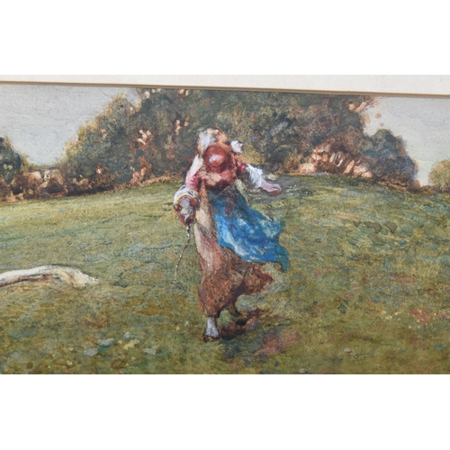 431 - FRANK E. COX (BORN CIRCA 1850, FLOURISHED 1870-1894) 'RUNAWAY', a charming depiction of a young girl... 