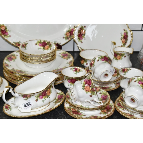 432 - ROYAL ALBERT 'OLD COUNTRY ROSES' SIX PLACE PART DINNER SERVICE, comprising dinner plates, cups, sauc... 