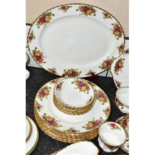 432 - ROYAL ALBERT 'OLD COUNTRY ROSES' SIX PLACE PART DINNER SERVICE, comprising dinner plates, cups, sauc... 