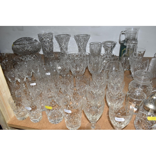 455 - A COLLECTION OF CUT CRYSTAL AND OTHER GLASS WARE, to include seven sets or part sets of drinking gla... 