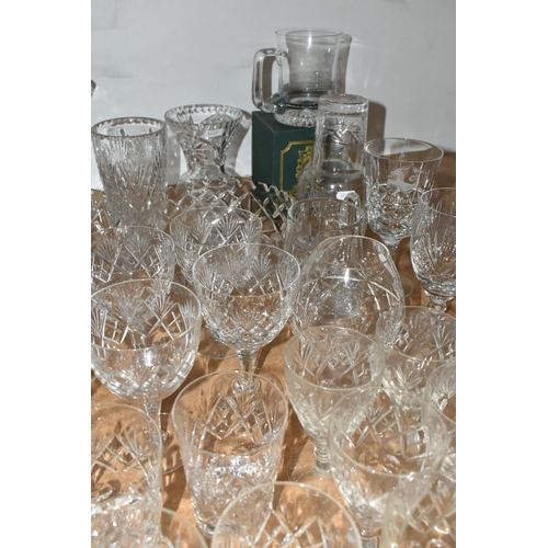 455 - A COLLECTION OF CUT CRYSTAL AND OTHER GLASS WARE, to include seven sets or part sets of drinking gla... 