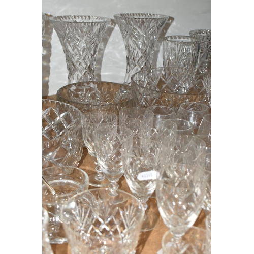 455 - A COLLECTION OF CUT CRYSTAL AND OTHER GLASS WARE, to include seven sets or part sets of drinking gla... 