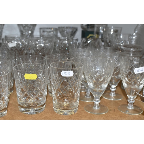 455 - A COLLECTION OF CUT CRYSTAL AND OTHER GLASS WARE, to include seven sets or part sets of drinking gla... 