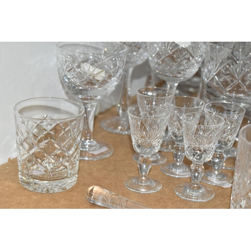 460 - A GROUP OF CUT CRYSTAL AND OTHER GLASS WARE, to include eight sets or part sets of drinking glasses,... 