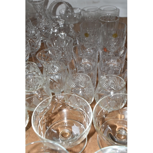 460 - A GROUP OF CUT CRYSTAL AND OTHER GLASS WARE, to include eight sets or part sets of drinking glasses,... 